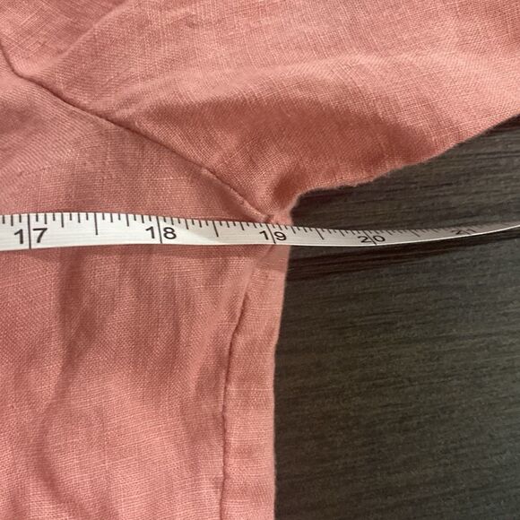 Soft Surroundings button down small 100% linen 3/4 sleeve pink salmon color - Picture 7 of 8